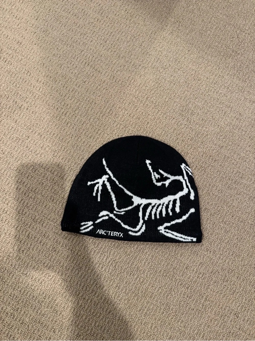 Arc'teryx Black Beanie with White Skeleton Motif